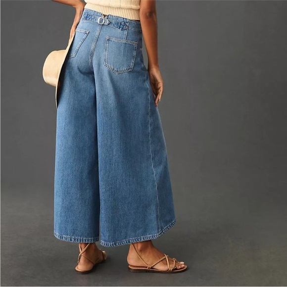 Anthropologie Pilcro wide leg jeans Corset High-Rise Crop Culotte Jeans - Picture 15 of 15